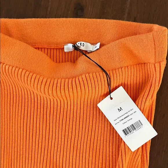 Ribbed Maxi Skirt in Bright Orange - Picture 2 of 3